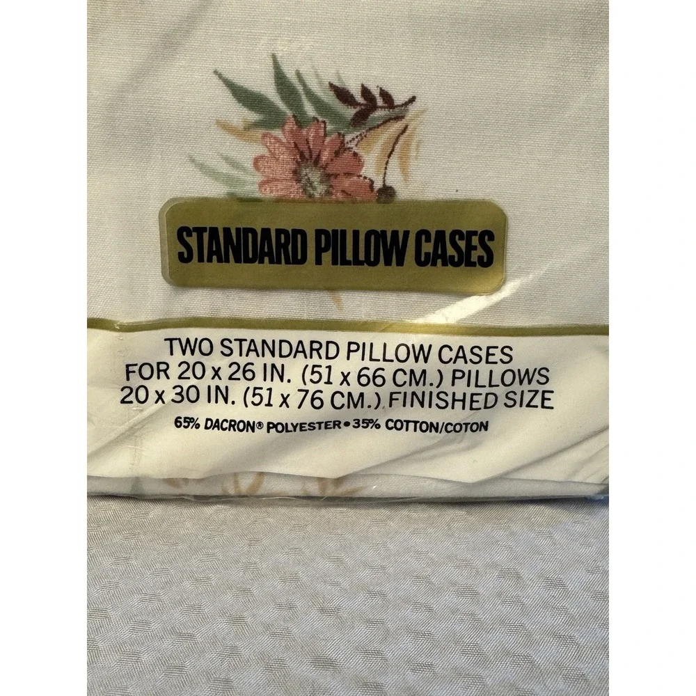 Pequot NOS Vtg Standard Pillowcases 2-Pack Muslin Cotton/Poly Blend Made in USA